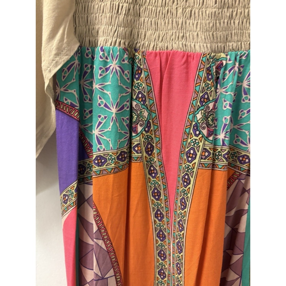 Flying Tomato Anthropologie Maxi Dress Multicolor Fluted Sleeves Boho Vacation - Picture 14 of 16